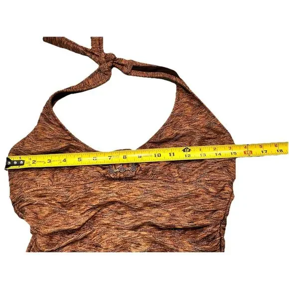 Anne Cole Bandeau Shirred 1PC Women's Swimsuit Shimmering Bronze Color Metallic - Picture 4 of 9